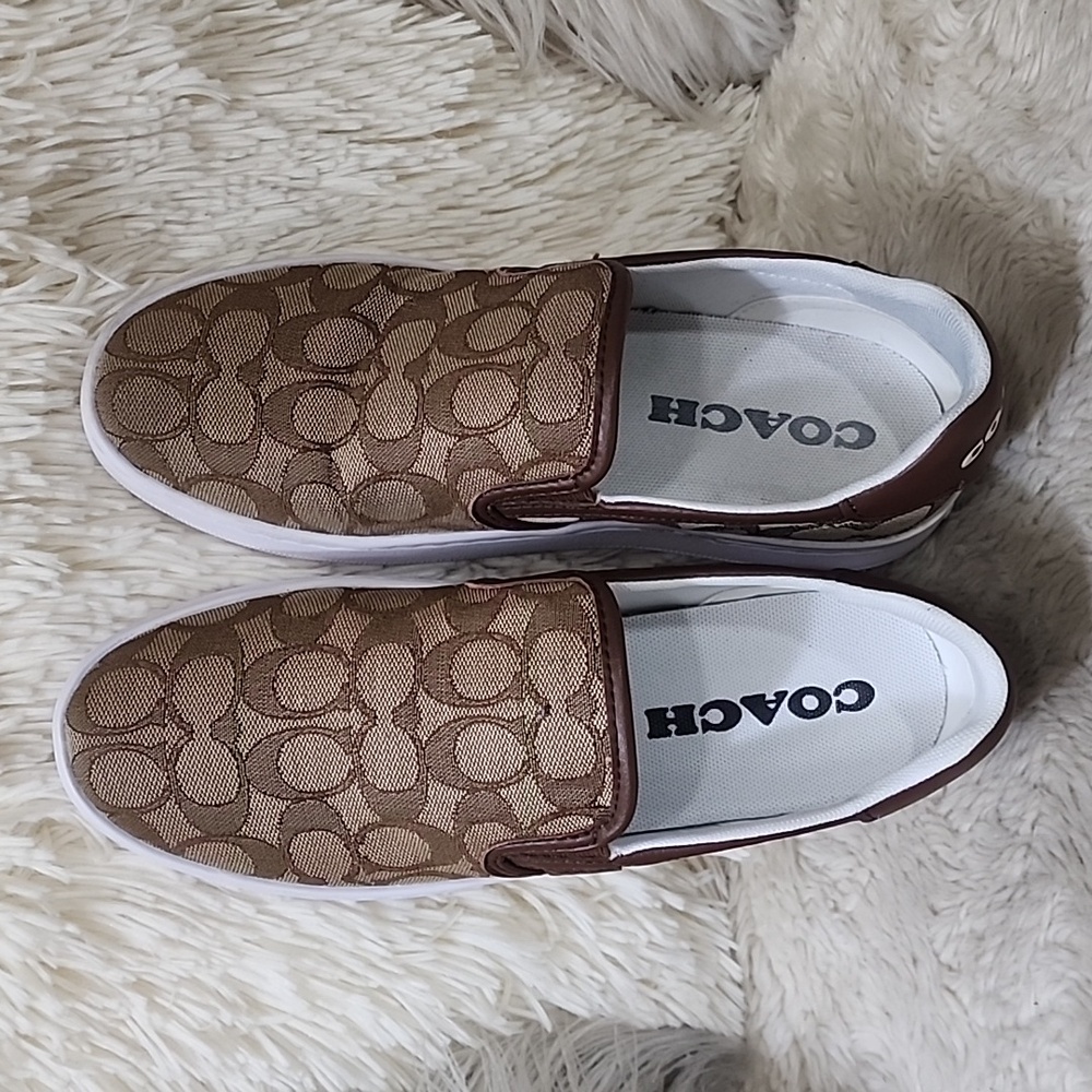 Coach 8B Size Brown Slip-On Athletic Shoes - Picture 5 of 10